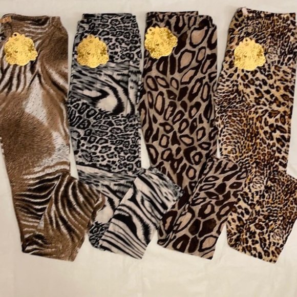 Cyn by Cynthia Mehra Pants - Junior Animal Print Leggings Size L/XL - Set of FOUR
